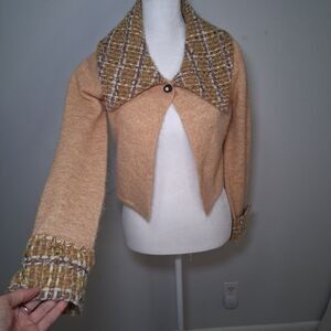 Anthropologie Cardigan Women's S 50s Retro Old Money Sparkle Teacher Statement